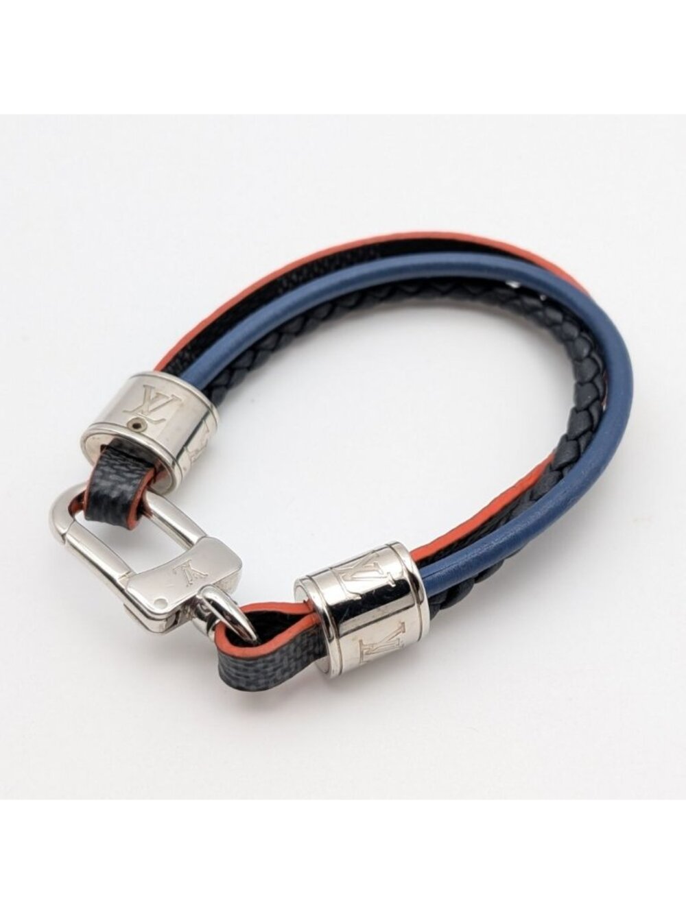 Louis Vuitton Bracelet LV Treble Damier Graphite Gray Blue Silver
